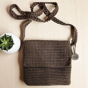 The Sak Crochet Flap Crossbody Bag‎ Bronze Metallic Boho Purse